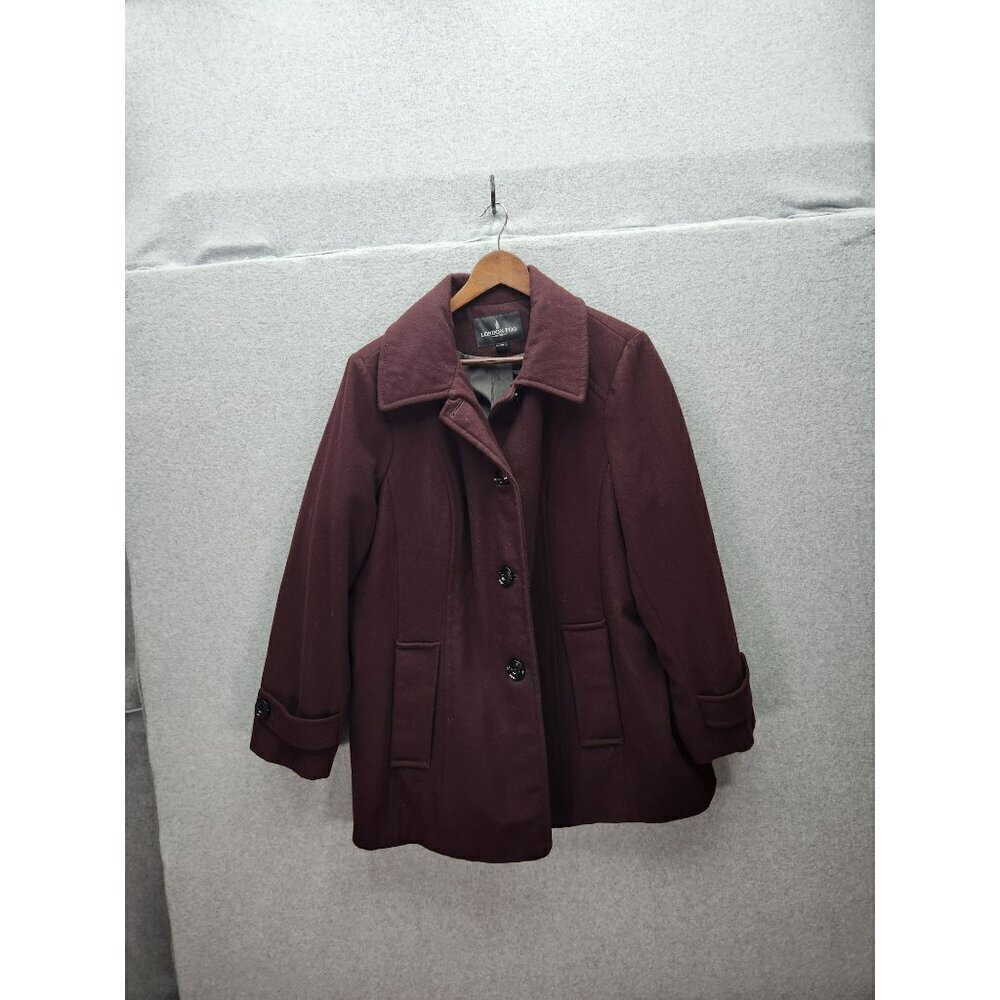 London Fog Womens Maroon Wool Blend Coat‎ Size 1X